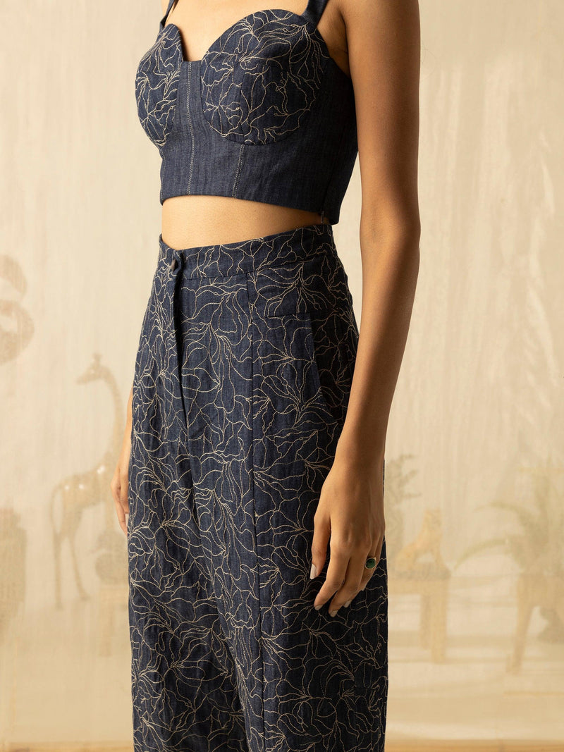 Denim Embroidered Co-ord - CordStudio